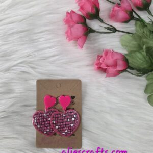 Pink heart disco earrings