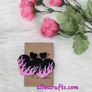 Fire pink heart earrings