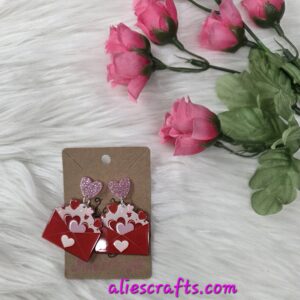 Heart envelope earrings