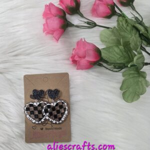 Checkered hearts earrings