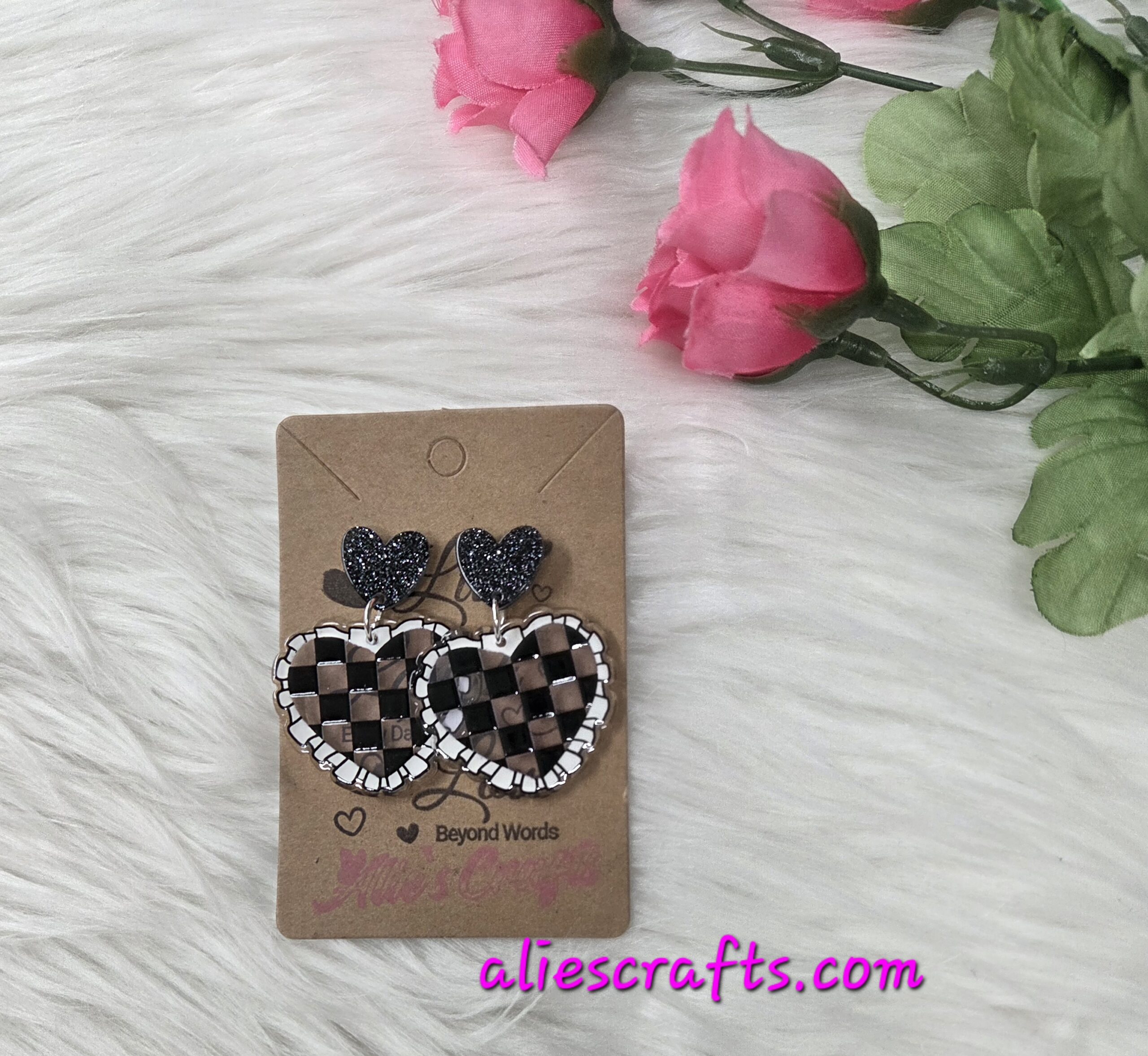 Checkered hearts earrings - Image 4
