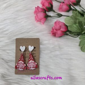 Happy v day gnome earrings