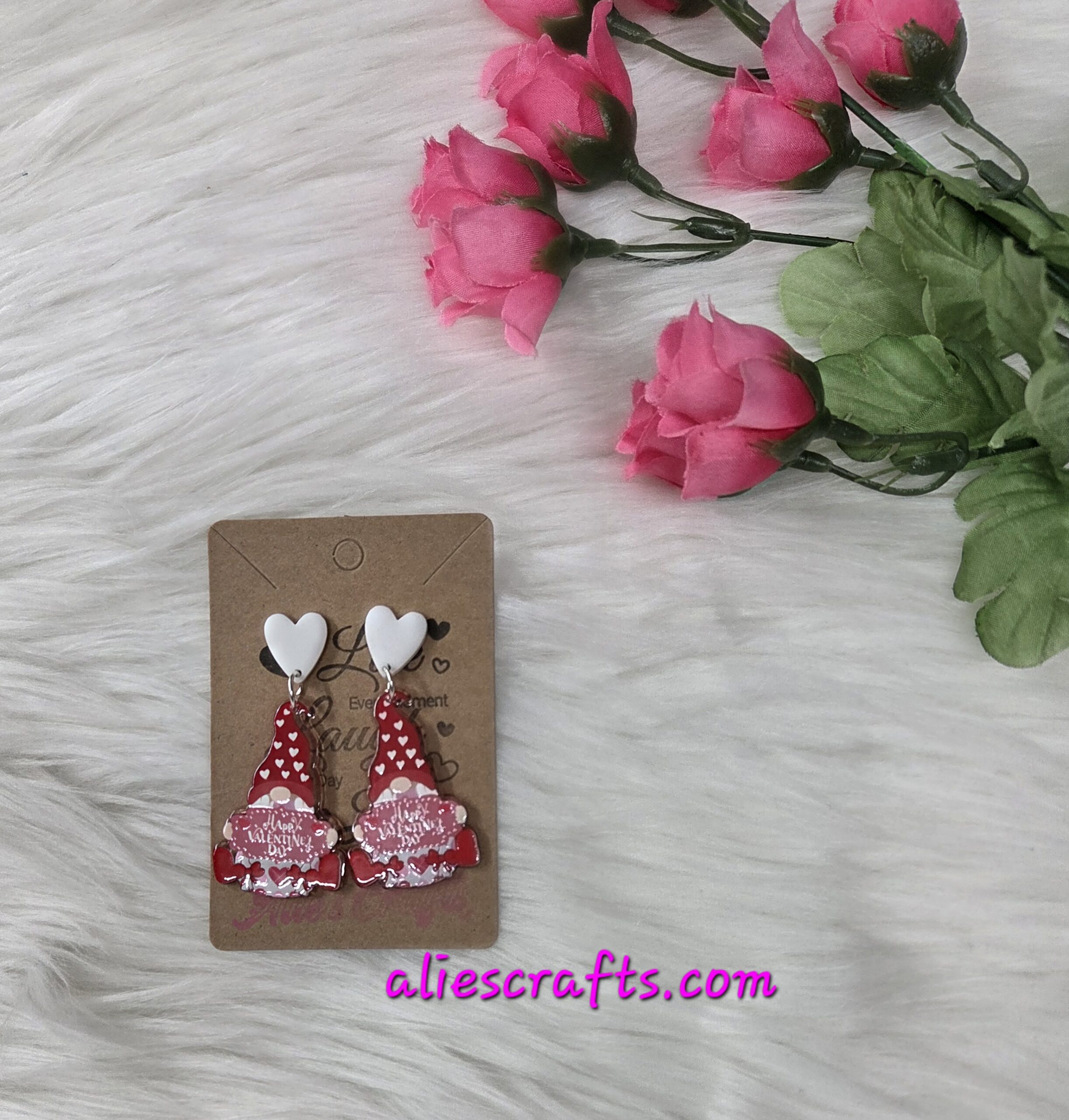 Happy v day gnome earrings - Image 3