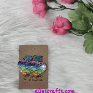 Multi colored heart earrings