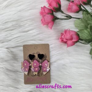 Pink bow earrings