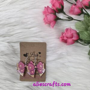 Pink bow earrings