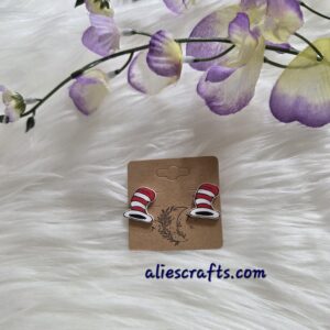 Cat in the hat stud earrings