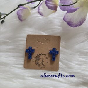 Dark blue cross earrings