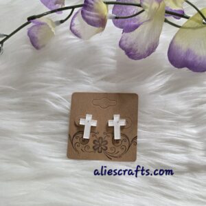 White cross stud earrings