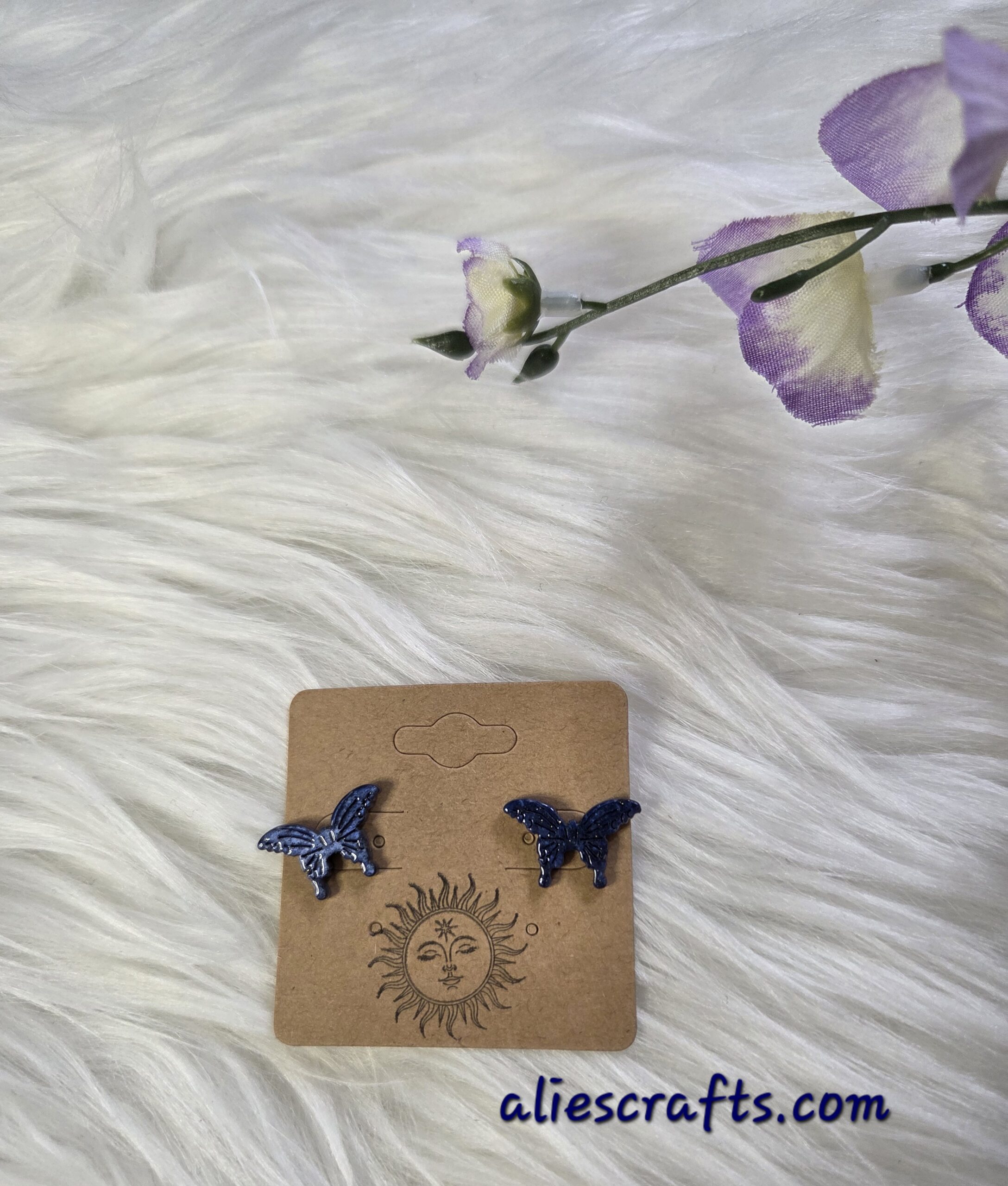Dark blue butterfly earrings