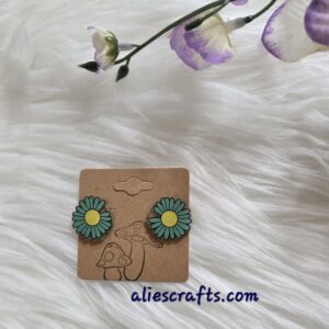 Green flower earrings