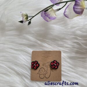 Red flower earrings