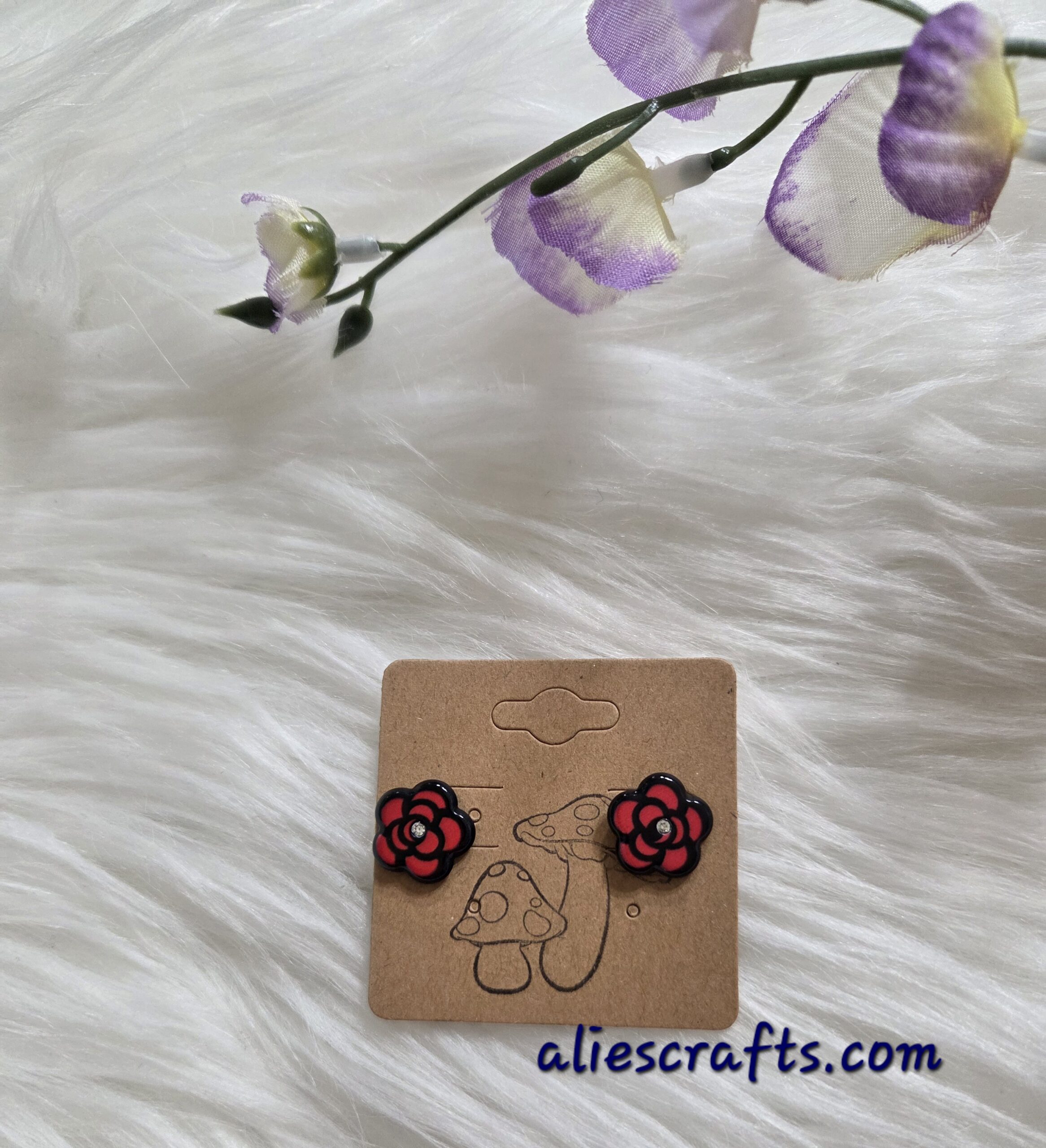 Red flower earrings