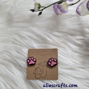 Pink paw print earrings