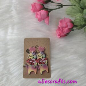 Cat with heart earrings