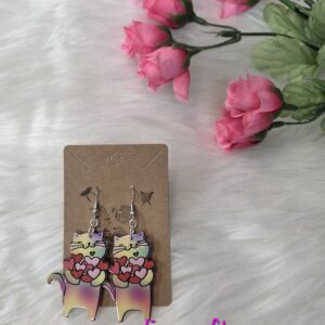 Cat with hearts earrings