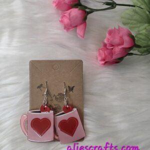 Heart coffee cup earrings