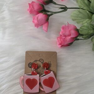 Heart coffee cup earrings