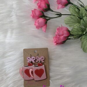 Heart coffee cup earrings