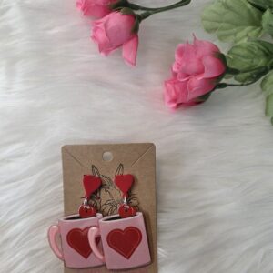 Heart coffee cup earrings