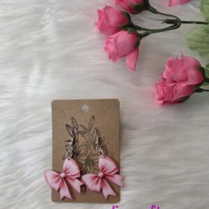 Pink bow earrings