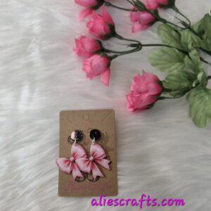 Pink bow earrings