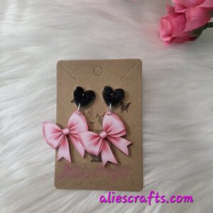 Pink bow earrings