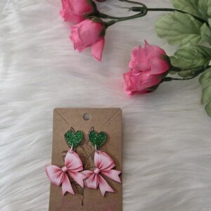 Pink bow earrings