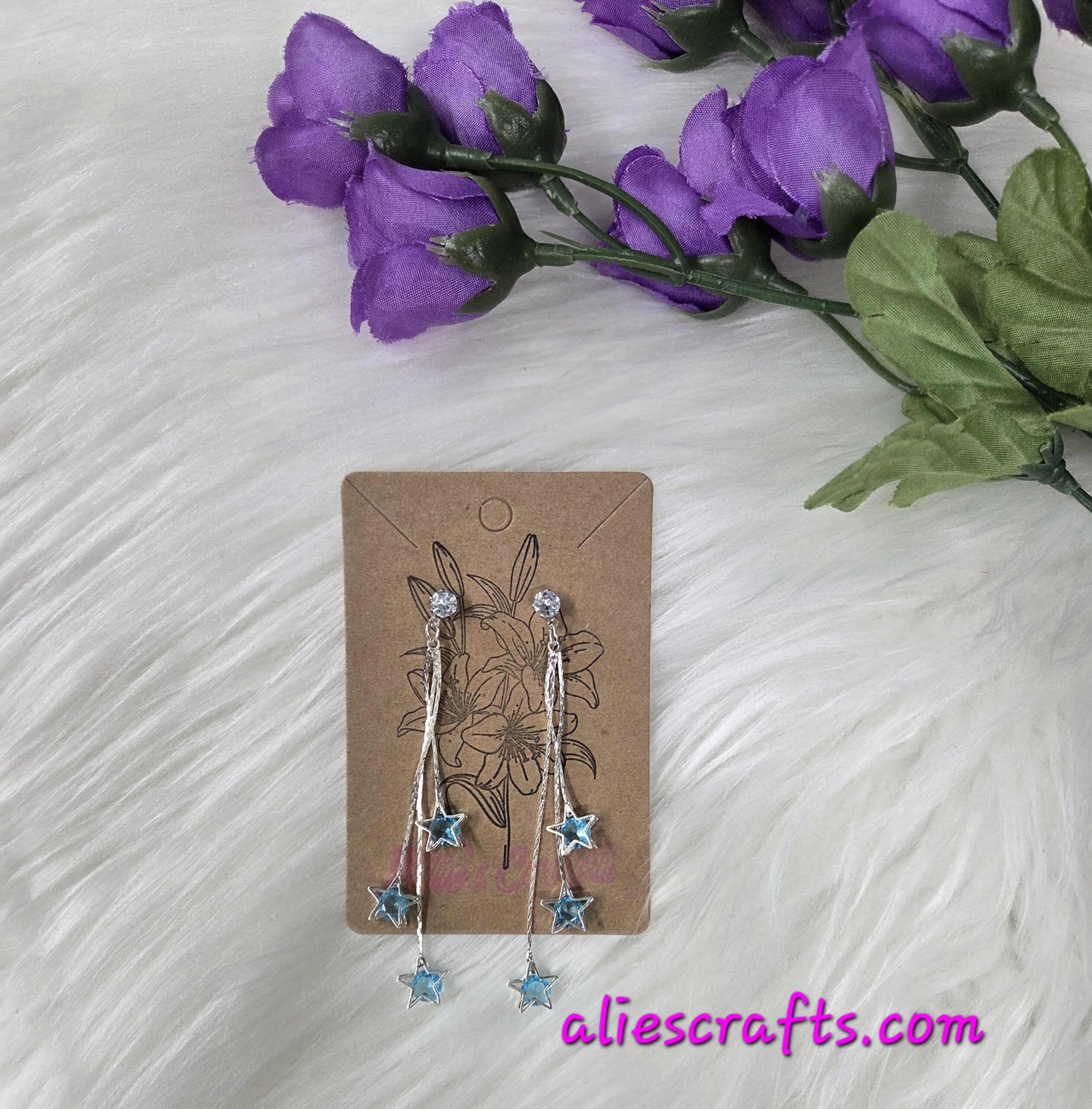 Blue star dangle earrings - Image 4