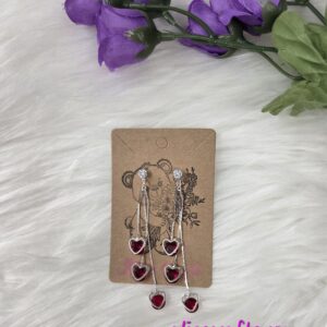 Red heart dangle earrings