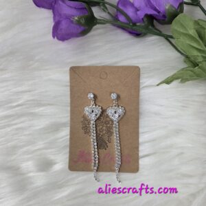 Clear heart rhinestone dangle earrings
