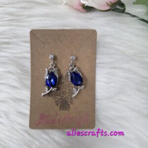 Blue rose rhinestone earrings