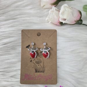 Strawberry rhinestone bow earrings
