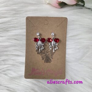 Red bow rhinestone earrings