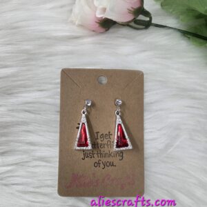 Red rhinestone triangle earrings