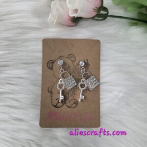 Lock and key rhinestone earrings