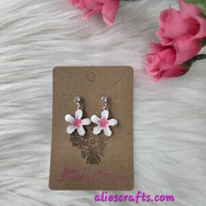 Pink flower earrings