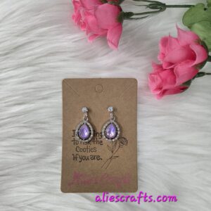 Purple rhinestone teardrop earrings