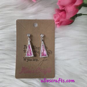 Pink rhinestone triangle earrings