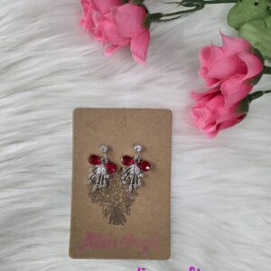 Red bow rhinestone earrings