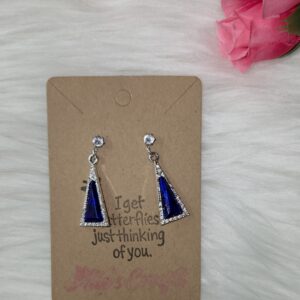 Blue rhinestone triangle earrings