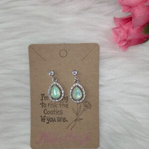 Green rhinestone teardrop earrings