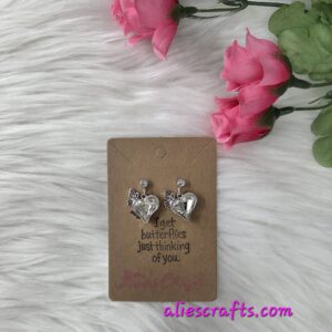 Clear rhinestone heart with butterfly