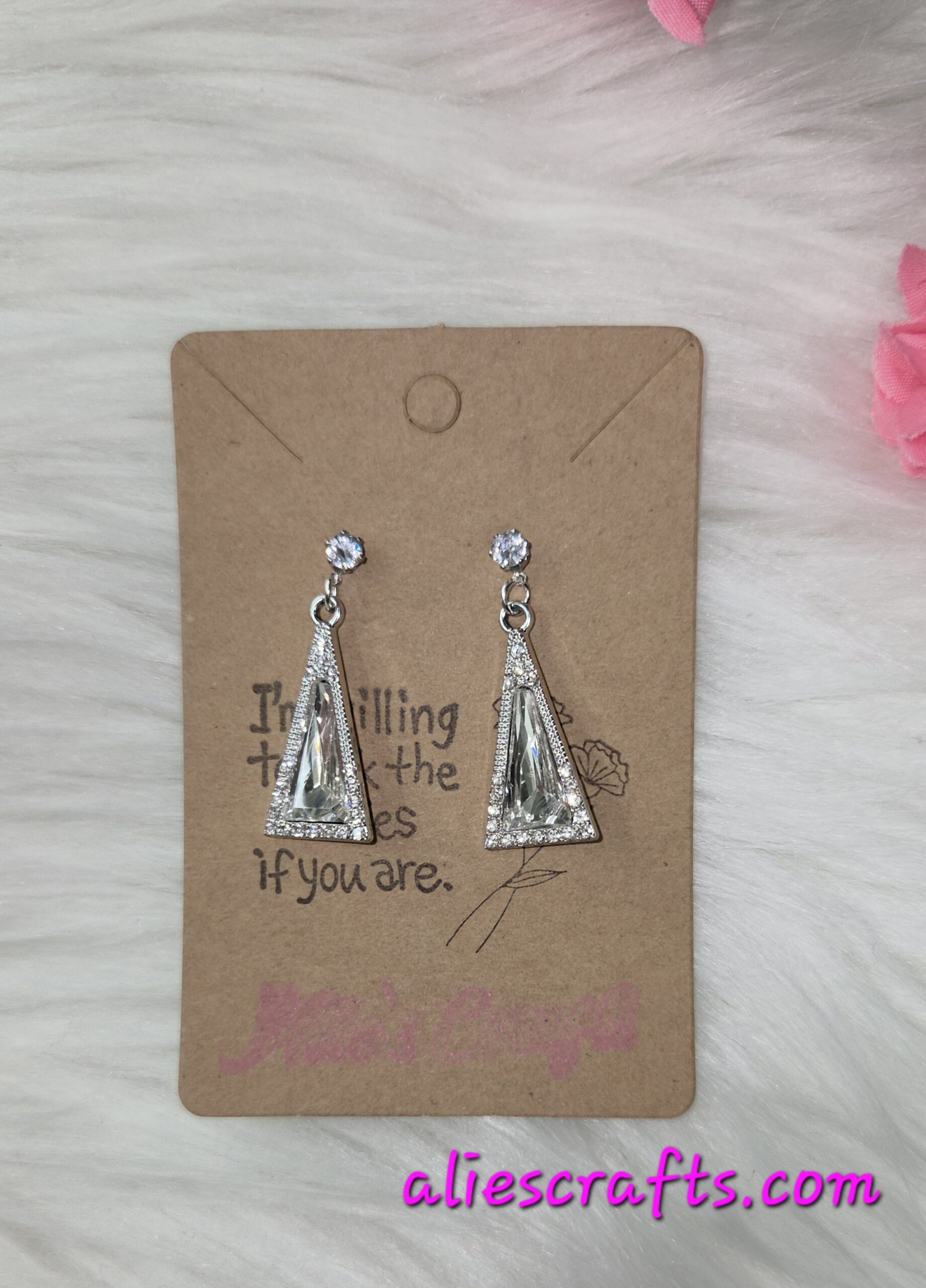 Clear rhinestone triangle earrings