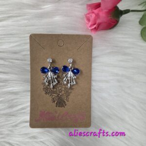 Blue bow rhinestone earrings